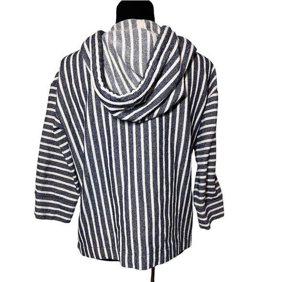 J.‎ Crew Baja Striped Hoodie Blue Cream Size Small - Picture 6 of 9